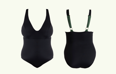 Reversible Plunge Swimsuit Forest & Black - Hepburn