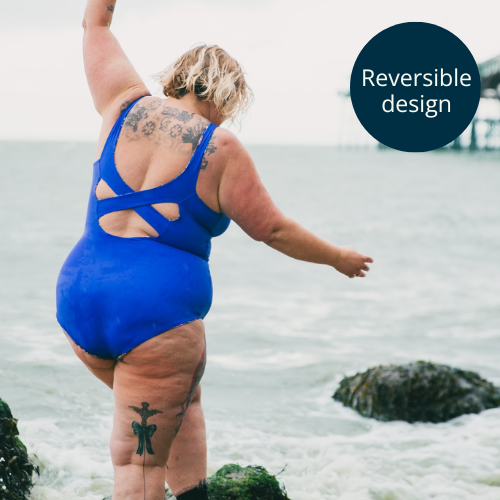 Deadstock Designs: Reversible X-Back Swimsuit Daisy & Cobalt - Monroe