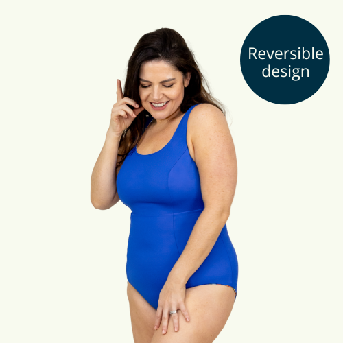 Deadstock Designs: Reversible X-Back Swimsuit Daisy & Cobalt - Hendricks