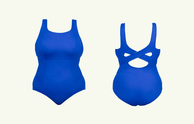 Deadstock Designs: Reversible X-Back Swimsuit Daisy & Cobalt - Monroe