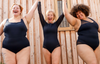 (L-R) Ana wears X-Back Swimsuit size 24 Monroe; Cim wears Long Sleeve Swimsuit size 12 Monroe; Chania wears Essential Swimsuit size 18 Hendricks