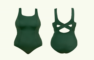 Deadstock Designs: Reversible X-Back Swimsuit Tropical Forest - Hepburn