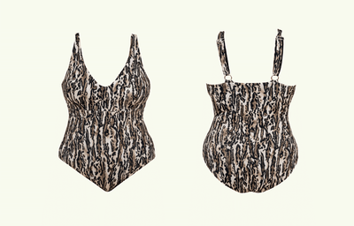 Deadstock Designs: Reversible Plunge Swimsuit Leopard & Black - Hepburn