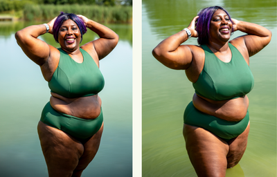 Kumbi wears size 22 Monroe