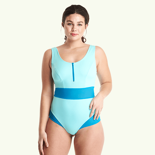 Round Neck Swimsuit Mint Blue - Monroe