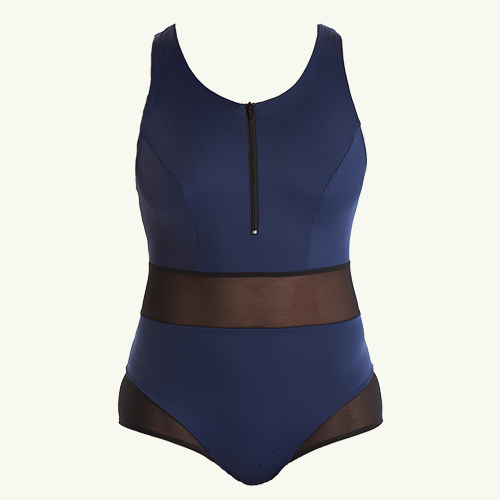 High Neck Swimsuit Navy - Monroe