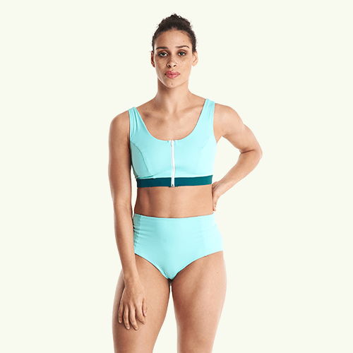 Swimcrop High Waister Set Mint Blue & Teal - Hepburn