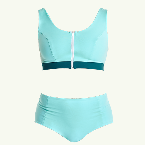 Swimcrop High Waister Set Mint Blue & Teal - Monroe