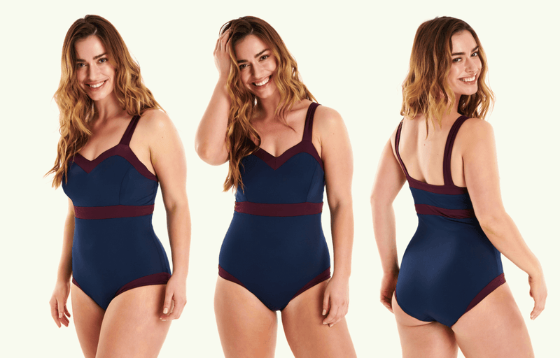 Sweetheart Swimsuit Navy & Plum - Hepburn