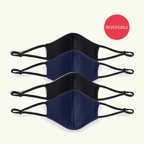 Reusable & Reversible Face Mask - Pack of 4 Navy & Black