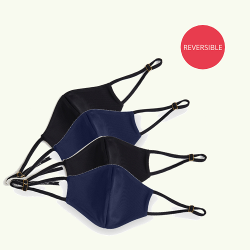 Reusable & Reversible Face Mask - Pack of 4 Navy & Black